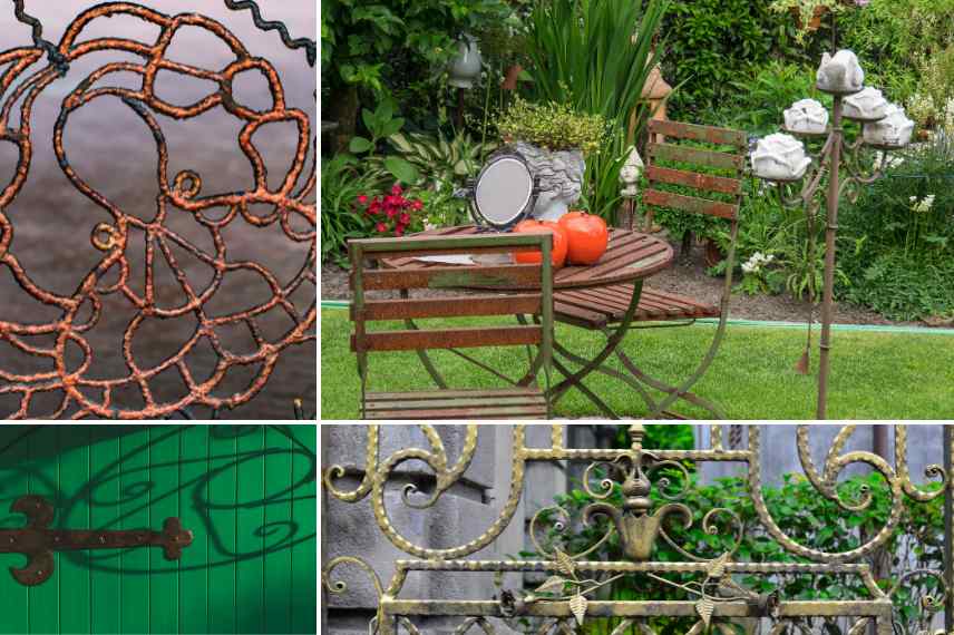 decoration fer forge au jardin, idees deco fer forge jardin, utilisations fer forge jardin, mobilier jardin fer forge