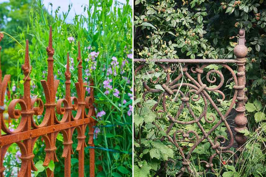 decoration fer forge au jardin, idees deco fer forge jardin, utilisations fer forge jardin, mobilier jardin fer forge