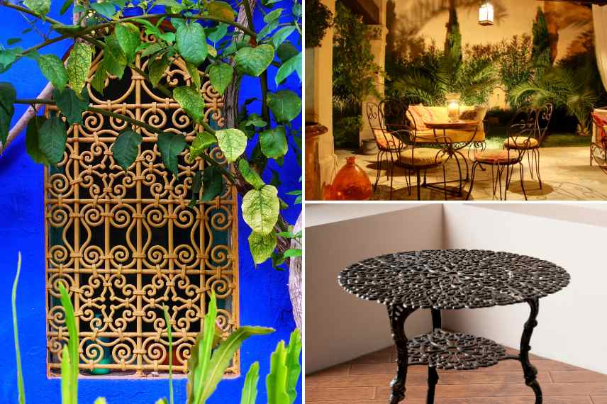 decoration fer forge au jardin, idees deco fer forge jardin, utilisations fer forge jardin, mobilier jardin fer forge