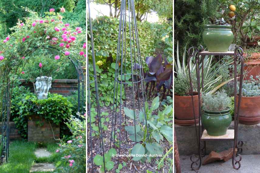 decoration fer forge au jardin, idees deco fer forge jardin, utilisations fer forge jardin, mobilier jardin fer forge