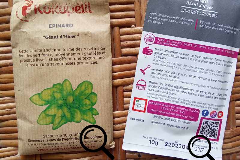 bien lire un sachet de graines