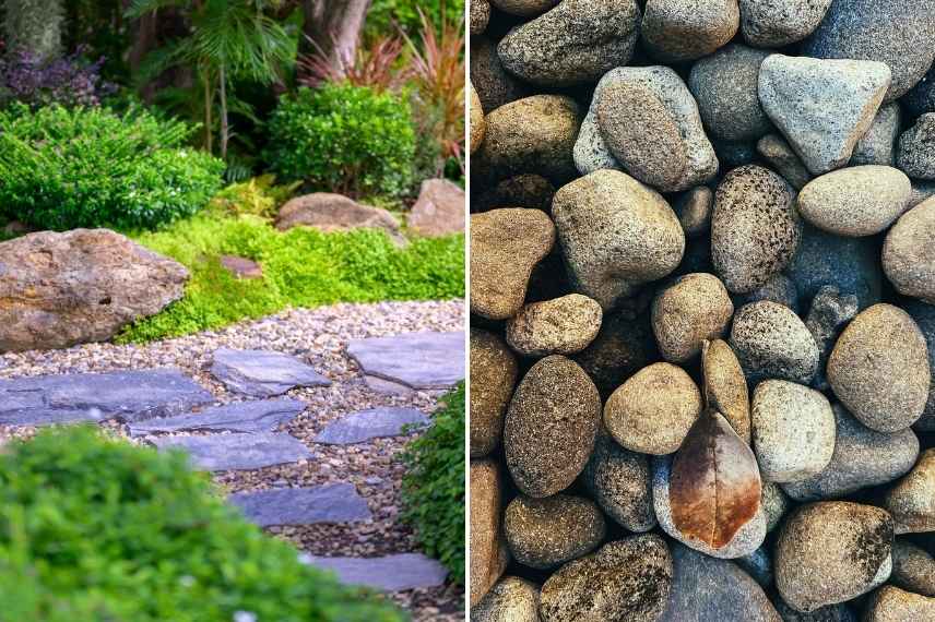 schiste et galets pour riviere minerale
