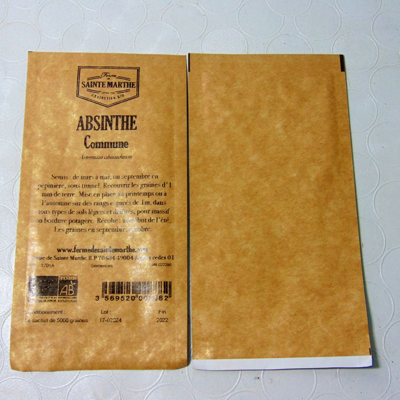 Example of Absinthe commune Bio - Ferme de Sainte Marthe le sachet de 1500 graines environ as you get