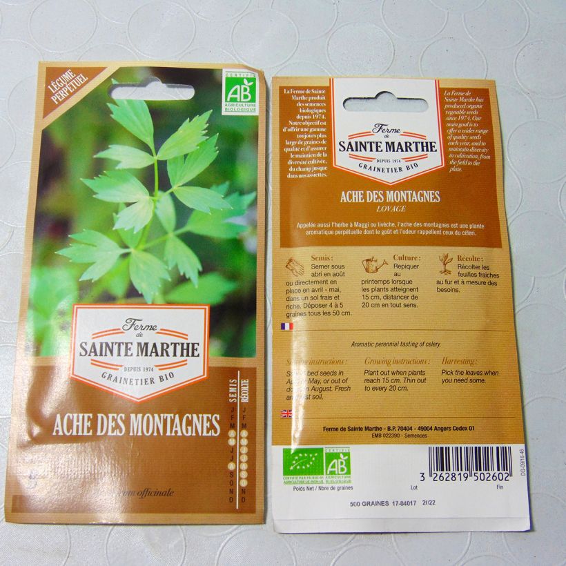 Example of Ache des Montagnes ou Livèche Bio - Ferme de Sainte Marthe le sachet de 500 graines environ (1g) as you get