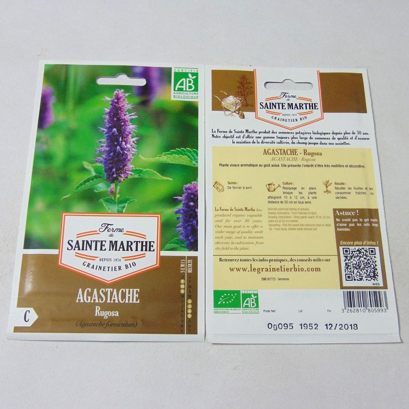 Example of Agastache rugosa Bio - Ferme de Sainte Marthe le sachet de 150 graines environ (0.095g) as you get