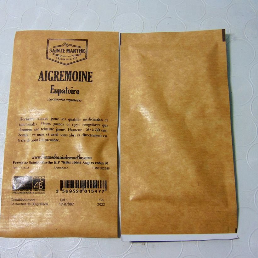 Example of Aigremoine Eupatoire Bio - Ferme de Sainte Marthe le sachet de 30 graines environ as you get