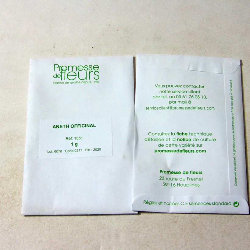 Example of Aneth - Anethum graveolens le sachet de +/- 400 graines environ (minimum 1g) as you get