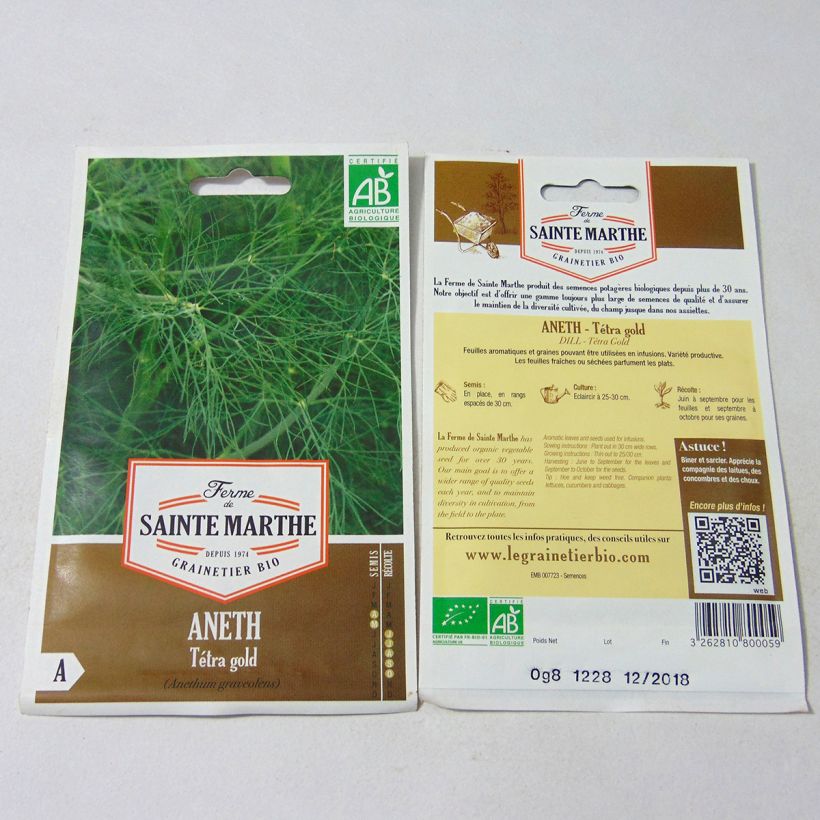 Exemple de spécimen de Aneth Tetra Gold Bio - Ferme de Sainte Marthe le sachet de 400 graines environ (0.8g) tel que livré
