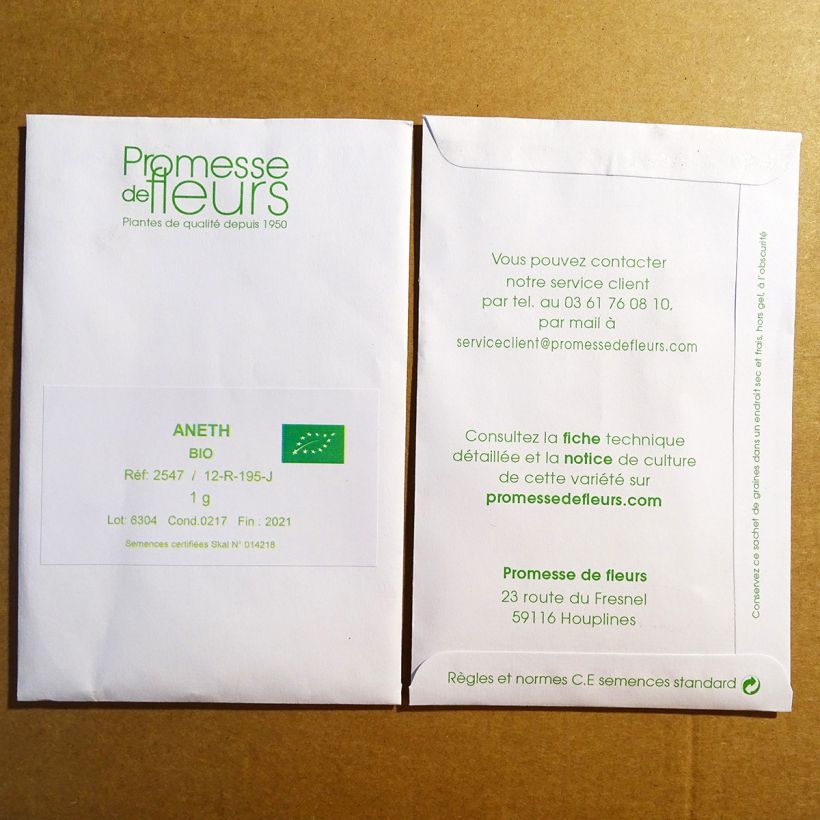 Example of Aneth à feuilles denses Bio le sachet de +/- 400 graines environ (minimum 1g) as you get