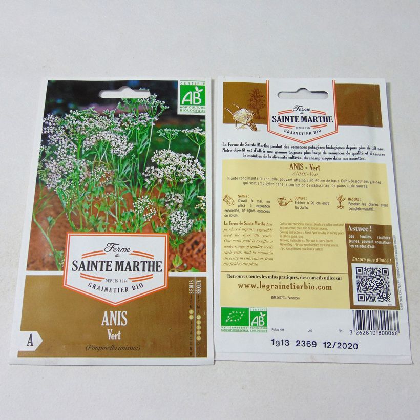 Example of Anis vert Bio - Ferme de Sainte Marthe le sachet de 500 graines environ (1g) as you get