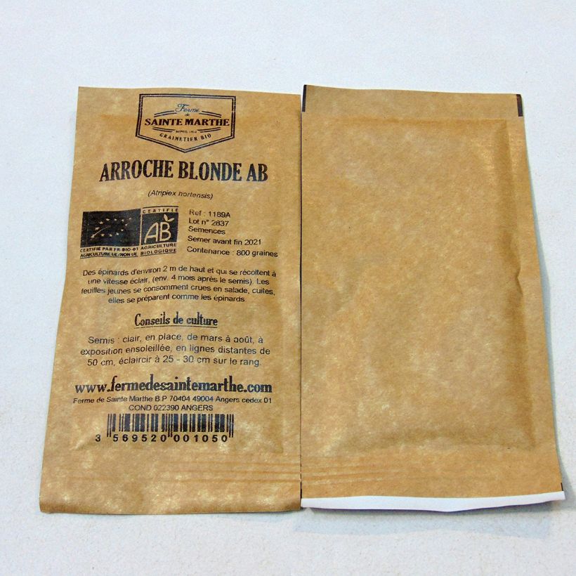 Example of Arroche Blonde Bio - Ferme de Sainte Marthe le sachet de 800 graines environ (4g) as you get