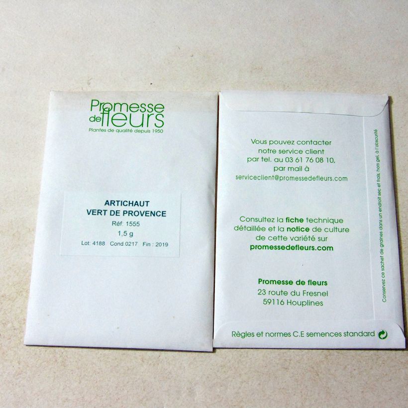 Example of Artichaut Vert de Provence le sachet de +/- 25 graines environ (minimum 1,5g) as you get