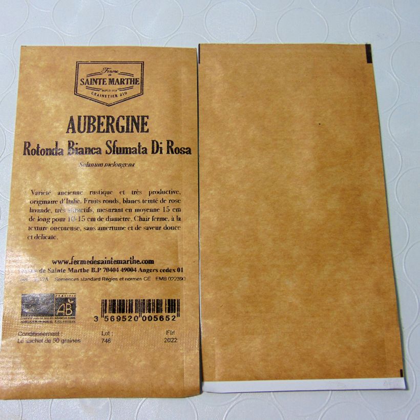 Example of Aubergine Rotonda Bianca Sfumata Di Rosa Bio - Ferme de Sainte Marthe le sachet de 50 graines environ as you get
