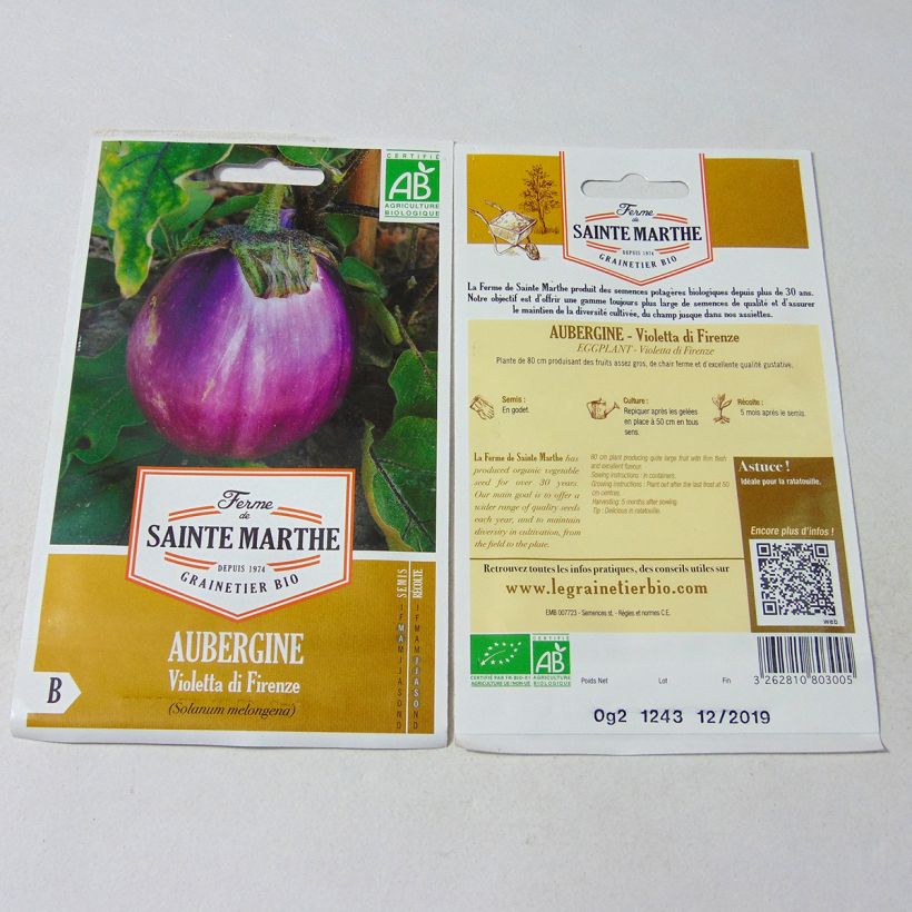 Example of Aubergine Violetta Di Firenze Bio - Ferme de Sainte Marthe le sachet de 50 graines environ (0.2g) as you get