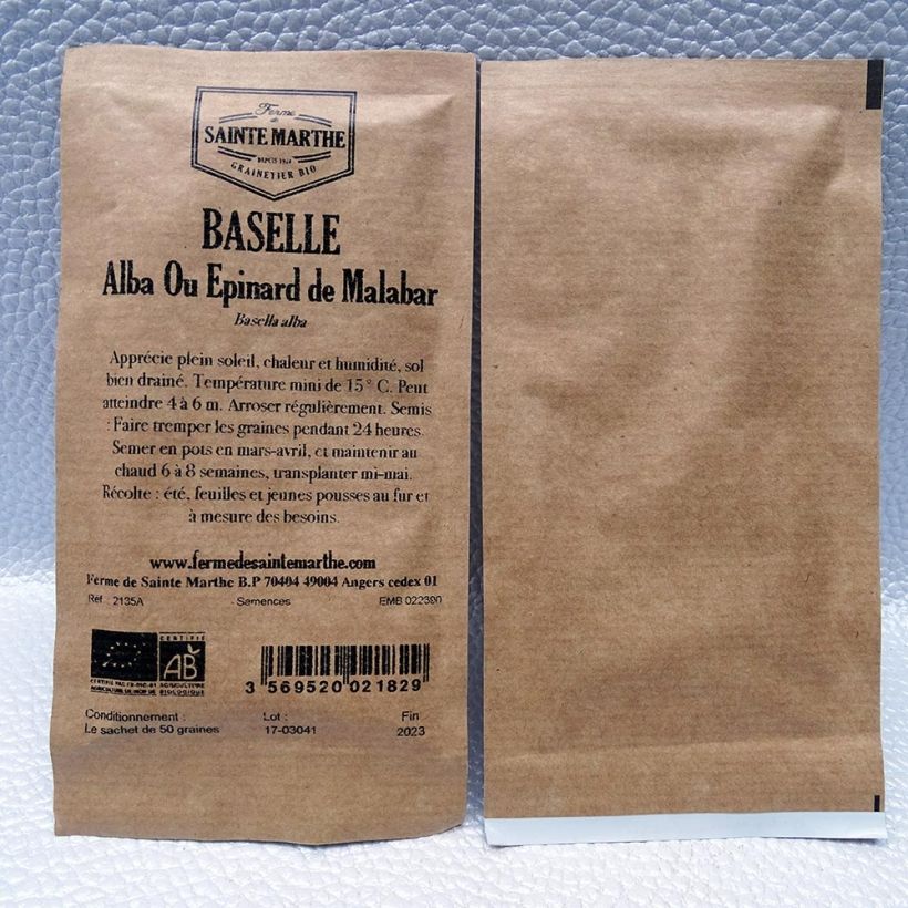 Example of Baselle Alba ou épinard de Malabar Bio - Ferme de Sainte Marthe le sachet de 50 graines environ (2g) as you get