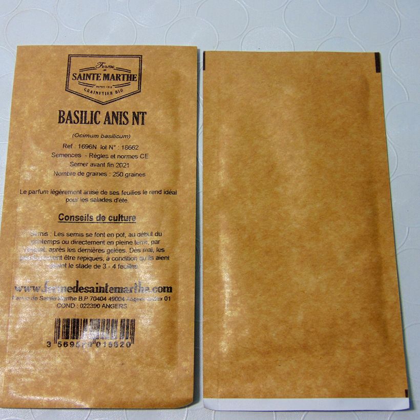 Example of Basilic Anis Bio - Ferme de Sainte Marthe le sachet de 200 graines environ as you get