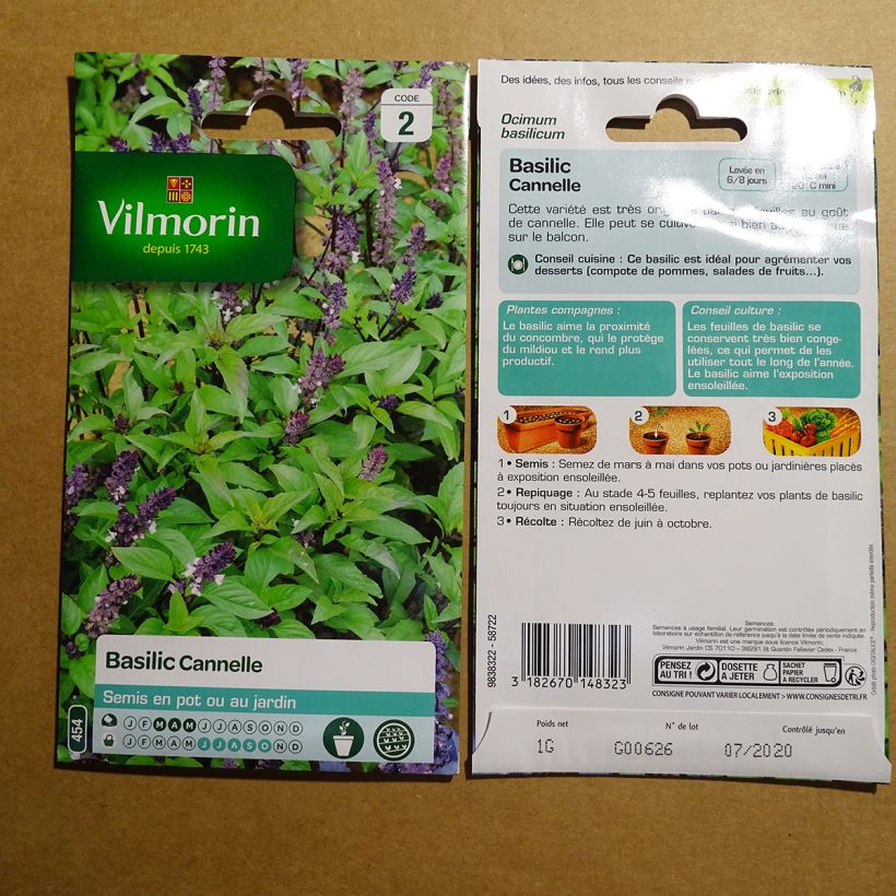 Exemple de spécimen de Basilic Cannelle - Vilmorin le sachet de 800 graines environ (1g) tel que livré