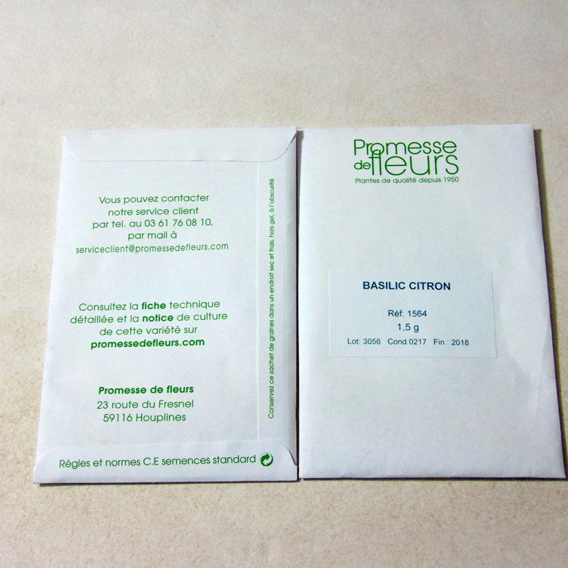 Example of Basilic Citron le sachet de +/- 800 graines environ (minimum 1,5g) as you get