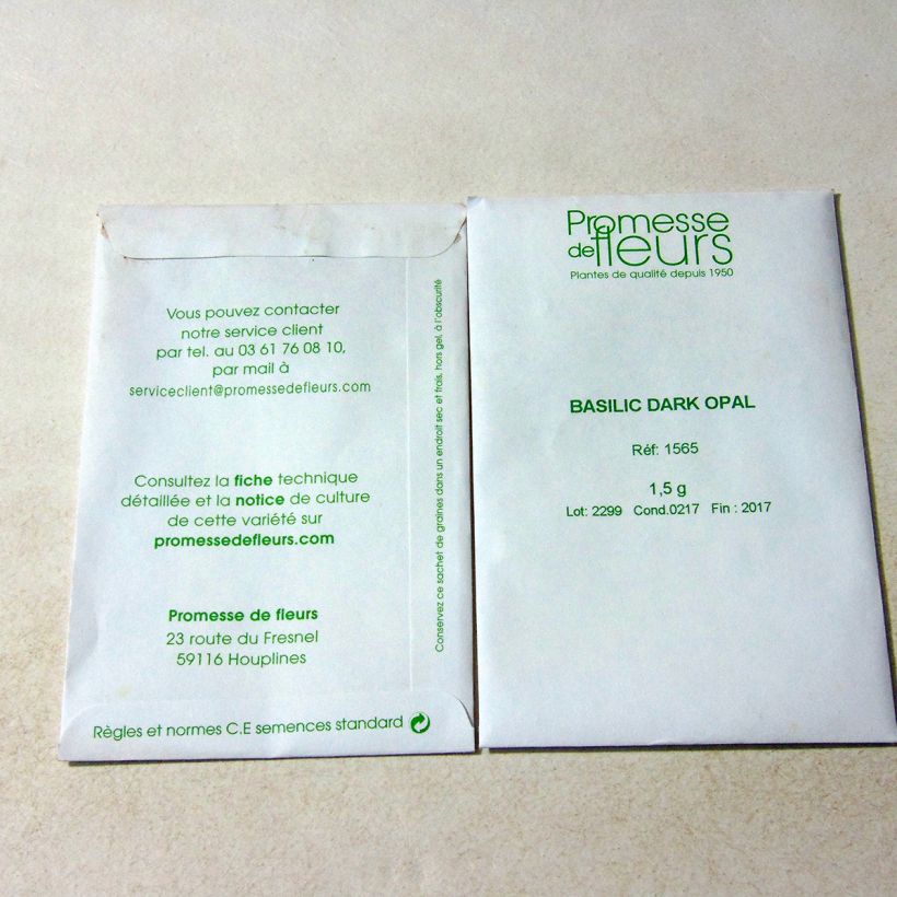 Example of Basilic Dark Opal le sachet de +/- 800 graines environ (minimum 1,5g) as you get