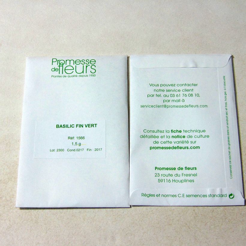 Example of Basilic fin vert nain compact le sachet de +/- 800 graines environ (minimum 1,5g) as you get