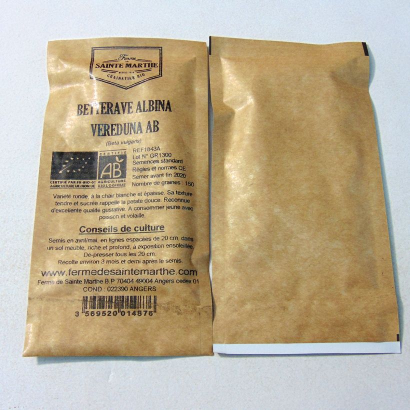 Example of Betterave Blanche Albina Vereduna Bio - La Ferme de Sainte-Marthe le sachet de 150 graines environ as you get