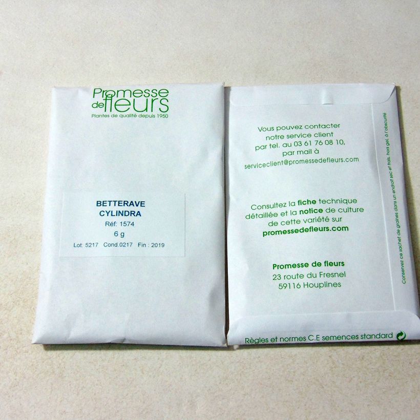 Example of Betterave Cylindra le sachet de +/- 250 graines environ (minimum 6g) as you get