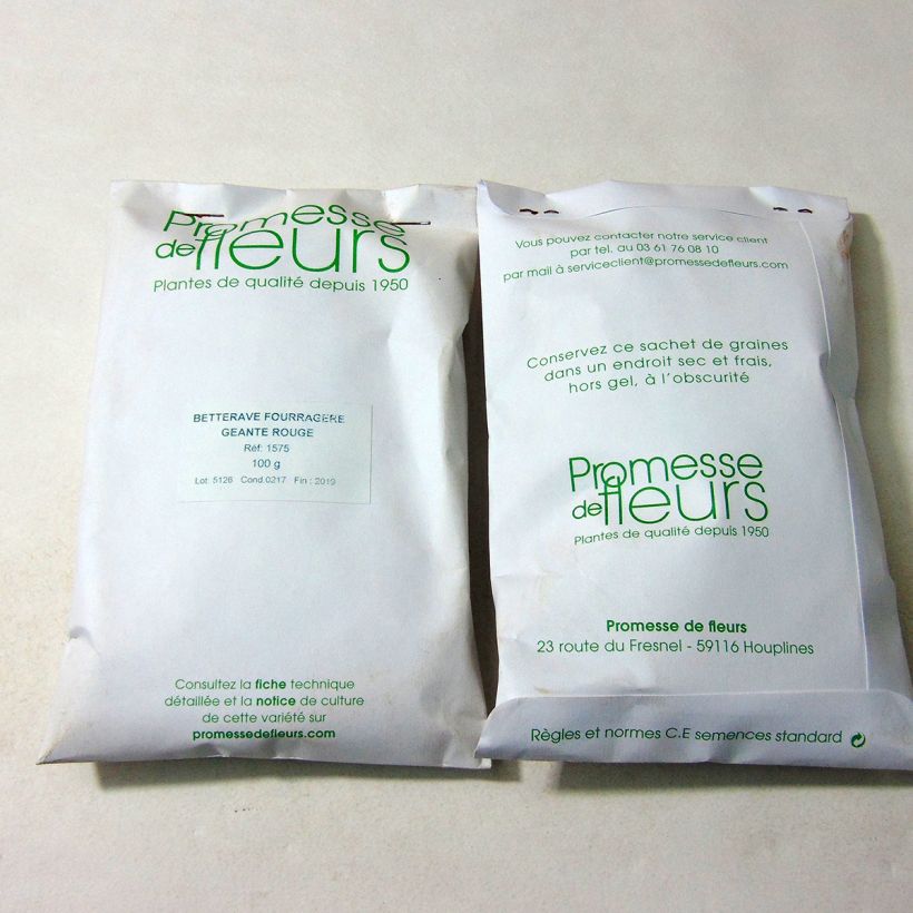Exemple de spécimen de Betterave Fourragère géante rouge - Beta vulgaris le sachet de +/- 4000 graines environ (minimum 100g) tel que livré