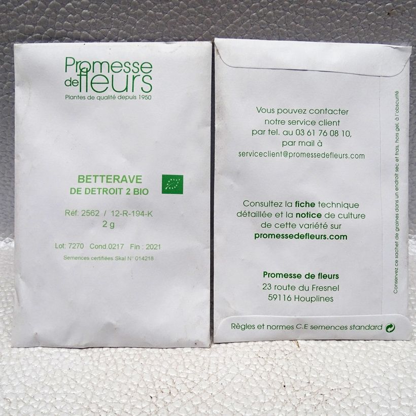 Example of Betterave rouge de Détroit 2 Bio  le sachet de +/- 200 graines environ (minimum 4g) as you get