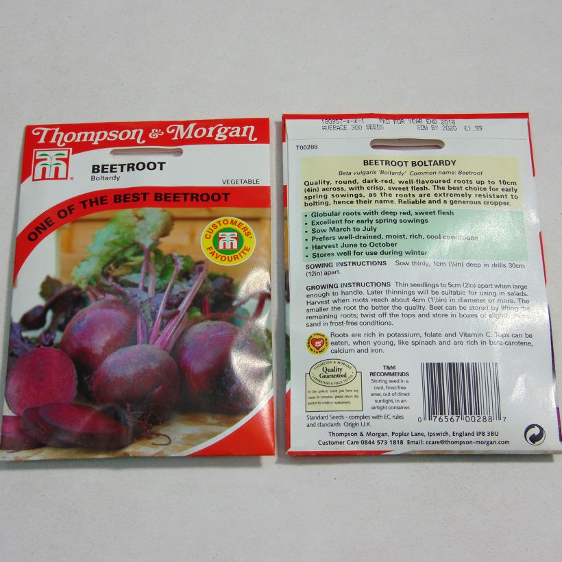 Exemple de spécimen de Betterave rouge Boltardy - Beta vulgaris le sachet de 350 graines environ tel que livré