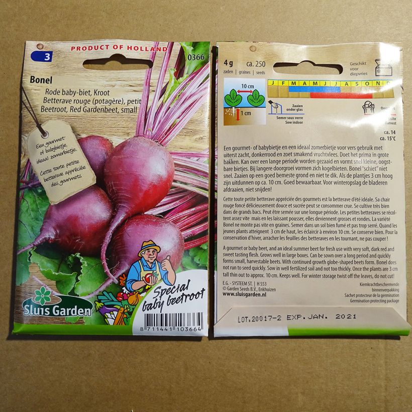 Example of Betterave rouge Bonel le sachet de 250 graines environ (4g) as you get