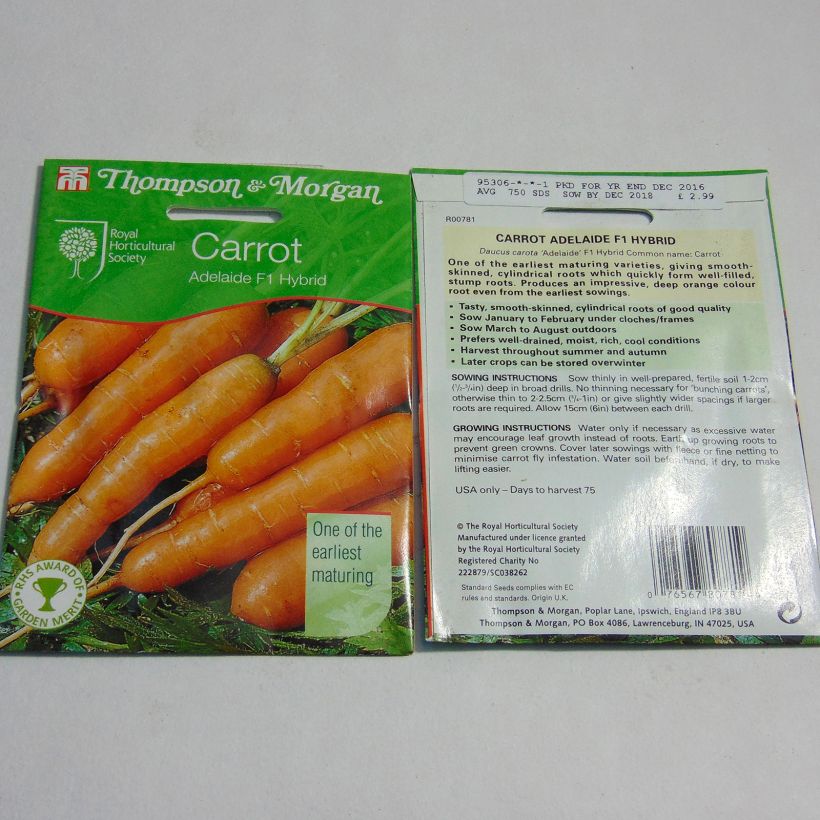Example of Carotte Adelaide F1  - Daucus carota  le sachet de 750 graines environ as you get