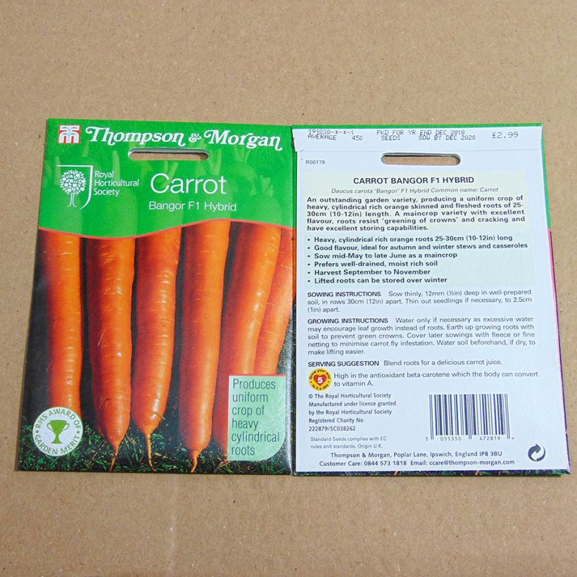 Example of Carotte Bangor - Daucus carota  le sachet de 450 graines environ as you get