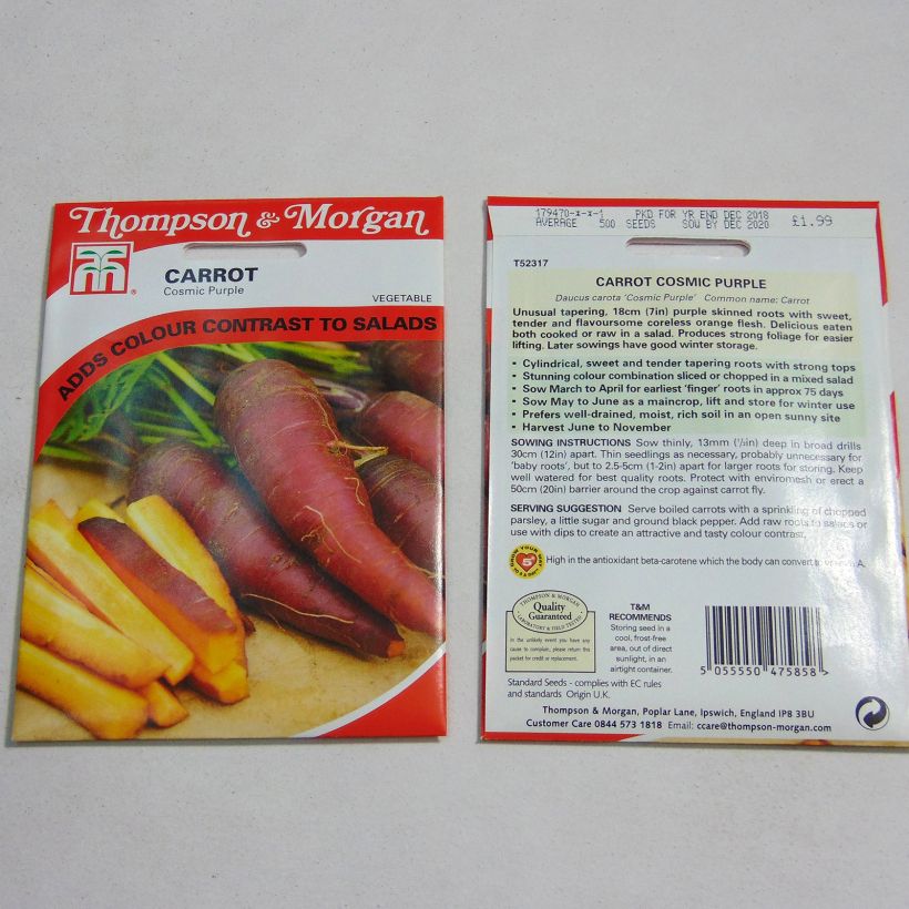 Example of Carotte Cosmic Purple - AB- Daucus carota  le sachet de 500 graines environ as you get