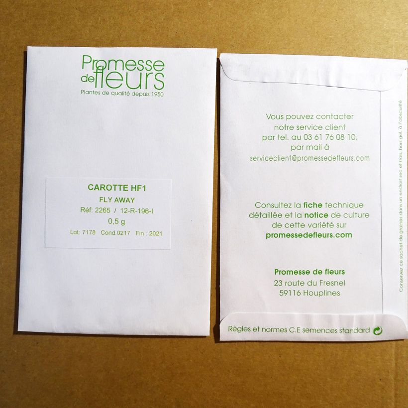 Example of Carotte Fly Away F1  - Daucus carota  le sachet de +/- 400 graines environ (minimum 0,5g) as you get