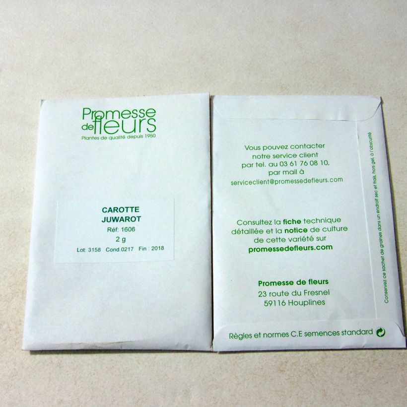 Exemple de spécimen de Carotte Juwarot - Daucus carota le sachet de 1000 graines environ (2g) tel que livré