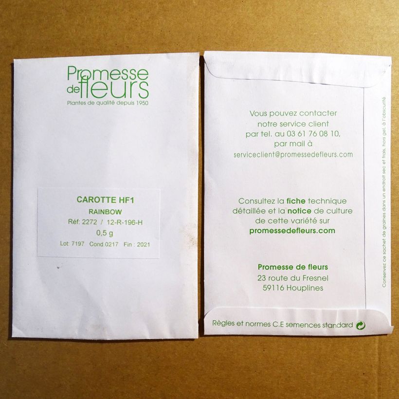 Exemple de spécimen de Carotte Rainbow F1 - Daucus carota  le sachet de 400 ? 500 graines environ (minimum 0,5g) tel que livré