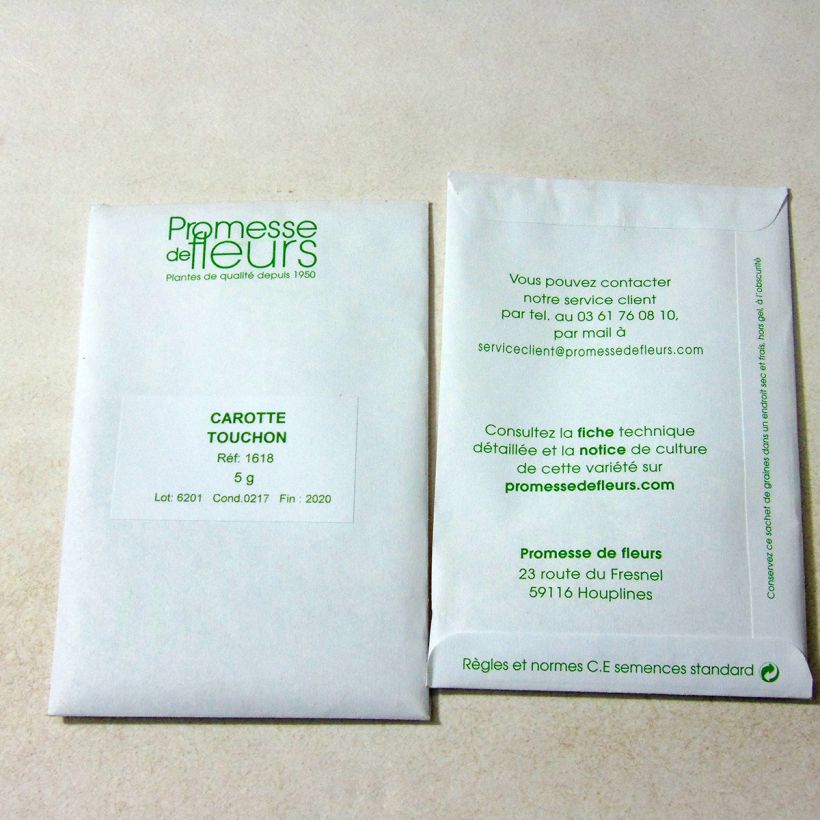 Example of Carotte Touchon - Daucus carota le sachet de +/- 3600 graines environ (minimum 5g) as you get