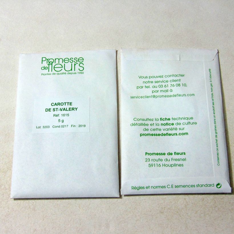 Example of Carotte Valery - Daucus carota le sachet de +/- 3600 graines environ (minimum 5g) as you get