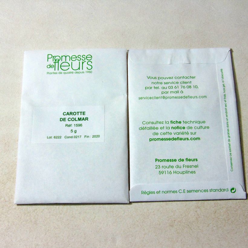 Example of Carotte de Colmar à coeur rouge - Daucus carota le sachet de +/- 3600 graines environ (minimum 5g) as you get