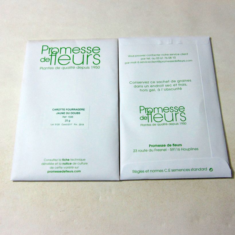 Example of Carotte fourragère jaune du Doubs - Daucus carota le sachet de +/- 18000 graines environ (minimum 25g) as you get