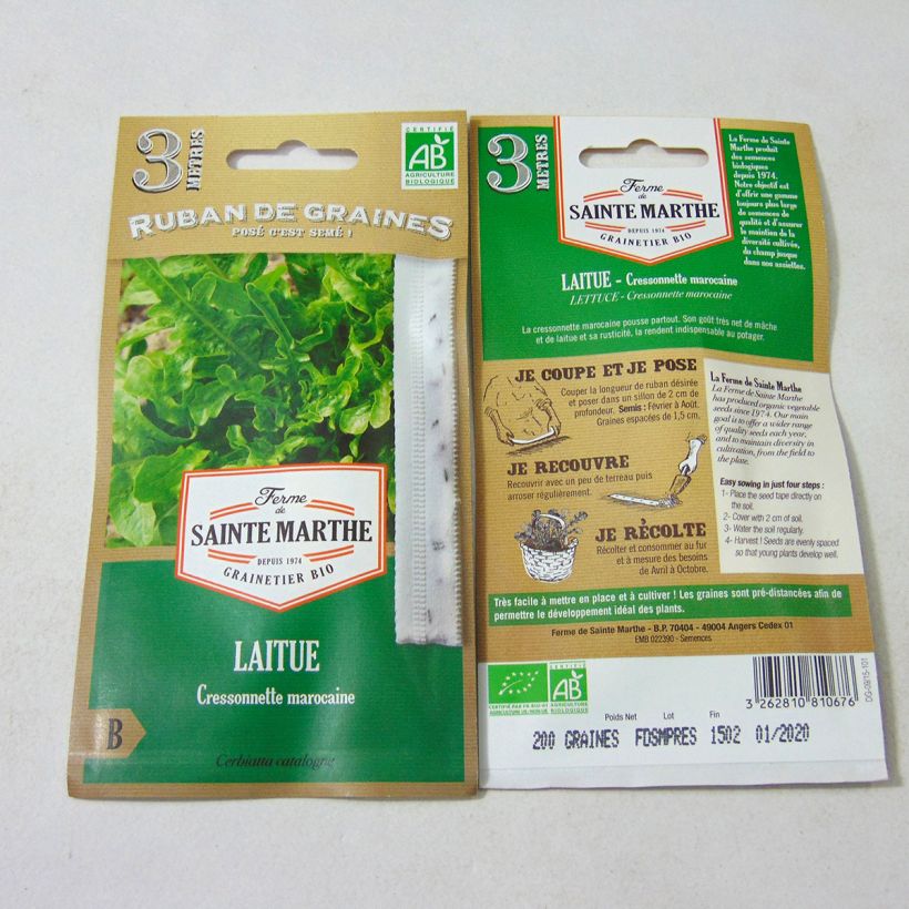 Example of Carte ruban de Laitue Cressonnette Marocaine Bio - Ferme de Sainte Marthe Livré en ruban de 3 mètres as you get