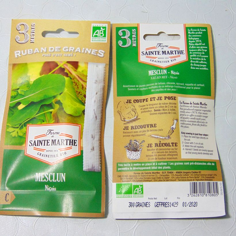 Example of Carte ruban de Mesclun niçois Bio - Ferme de Sainte Marthe Livré en ruban de 3 mètres as you get