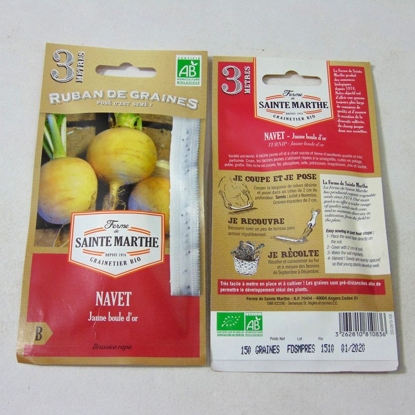 Example of Carte ruban de Navet Jaune Boule d'Or Bio - Ferme de Sainte Marthe Livré en ruban de 3 mètres as you get