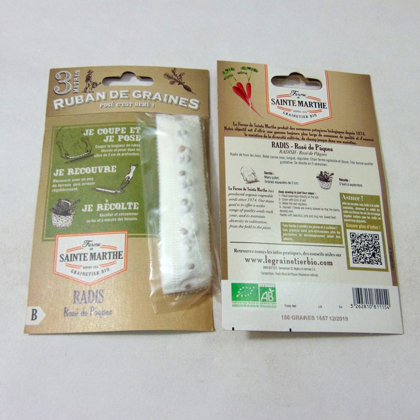 Example of Carte ruban de Radis Rose de Pâques Bio - Ferme de Sainte Marthe Livré en ruban de 3 mètres as you get