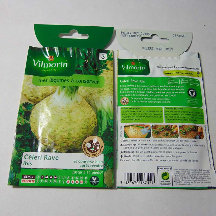 Exemple de spécimen de Céleri rave Ibis (remplace Niva) - Vilmorin le sachet de 1250 graines environ (0.5g) tel que livré