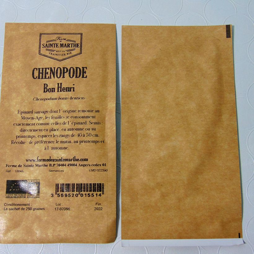 Example of Chénopode Bon Henri Bio - Ferme de Sainte Marthe le sachet de 250 graines environ as you get