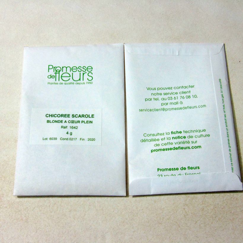 Example of Chicorée scarole Blonde à Coeur Plein - Cichorium endivia le sachet de +/- 2500 graines environ (minimum 4g) as you get