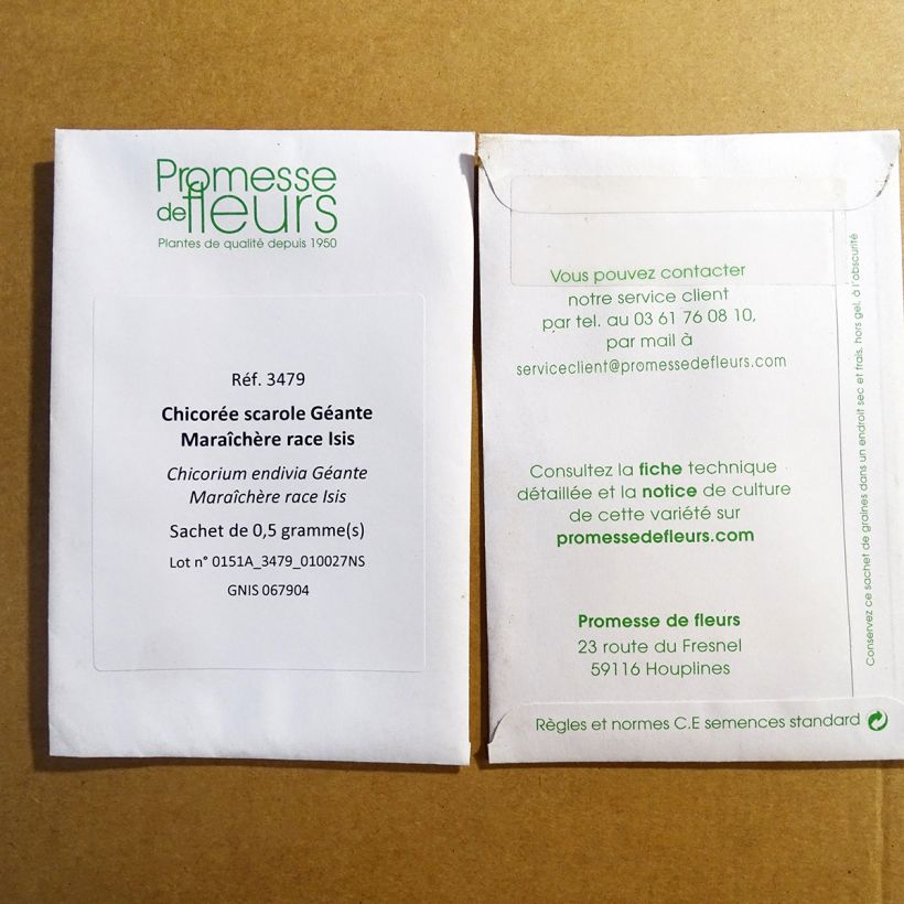 Example of Chicorée scarole Géante Maraîchère race Isis  le sachet de 300 graines environ (0.5g) as you get