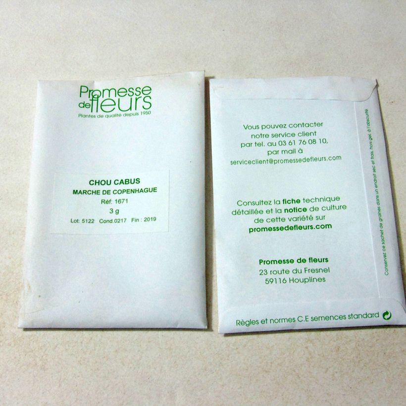 Example of Chou Cabus Marché de Copenhague le sachet de 650 graines environ (minimum 3g) as you get