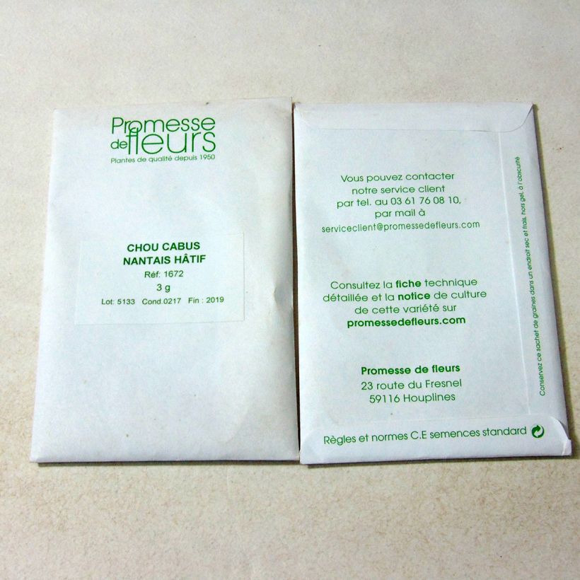 Example of Chou Cabus Nantais Hâtif le sachet de 400 graines environ (minimum 3g) as you get
